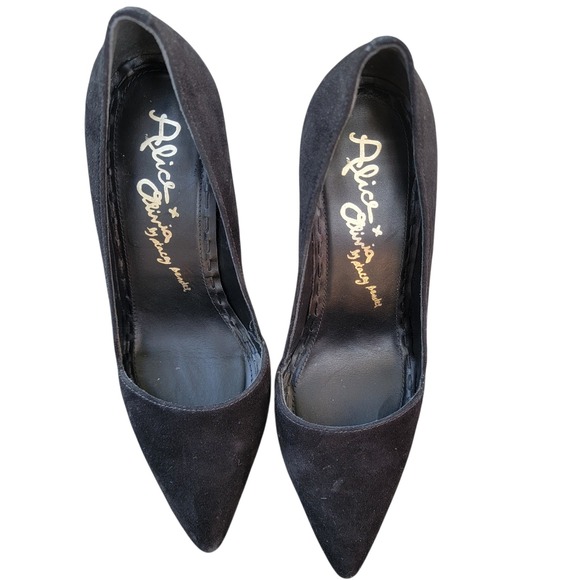 Alice + Olivia Shoes - Alice + Olivia Black Suede Pointed Toe D'Orsay Pumps Heels Made in Brazil 37.5